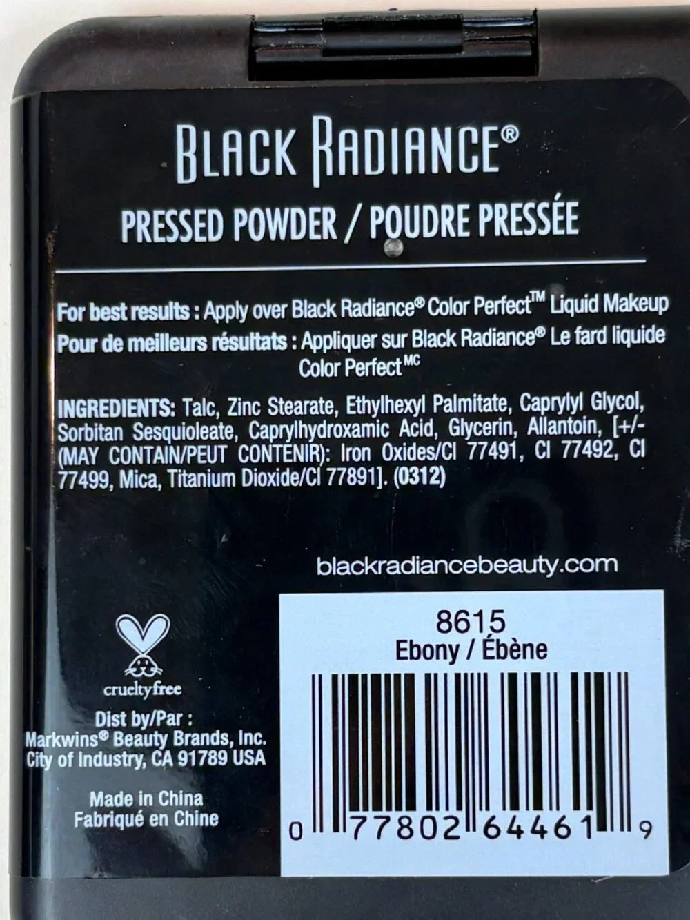 Black Radiance Pressed Powder in Ebony 8615 (Deep). Brush Mirror Included. New